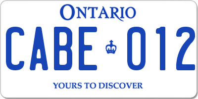 ON license plate CABE012