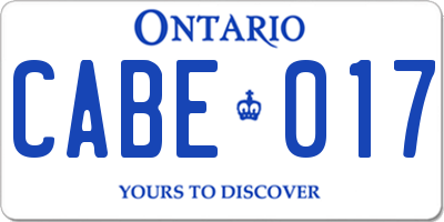 ON license plate CABE017