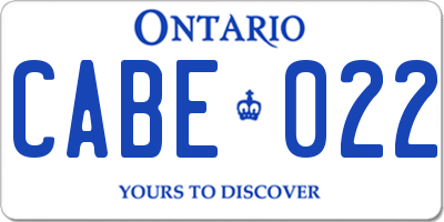 ON license plate CABE022