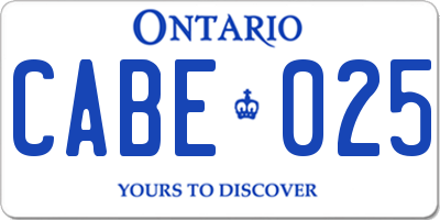 ON license plate CABE025