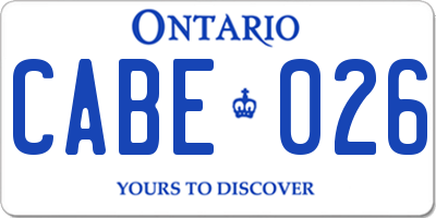 ON license plate CABE026