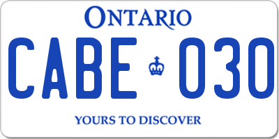 ON license plate CABE030