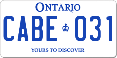 ON license plate CABE031