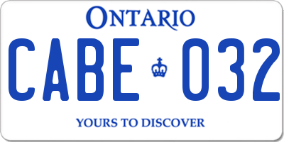 ON license plate CABE032