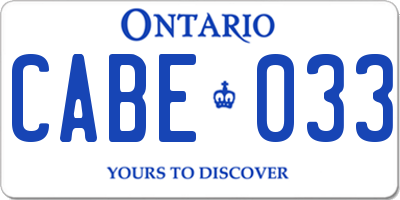 ON license plate CABE033