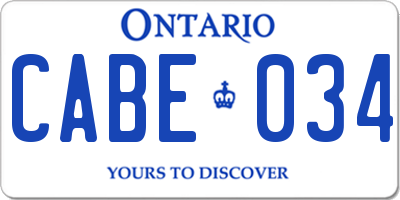 ON license plate CABE034