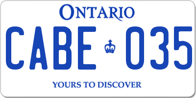 ON license plate CABE035