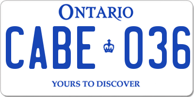 ON license plate CABE036