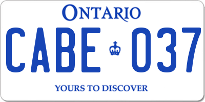 ON license plate CABE037