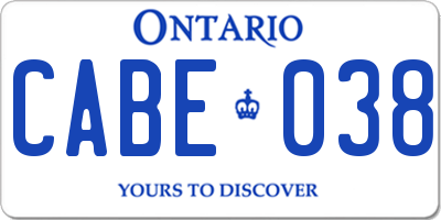 ON license plate CABE038