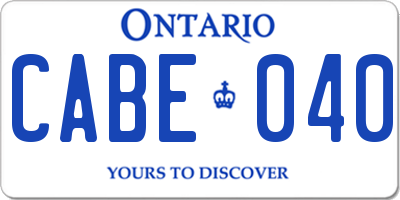 ON license plate CABE040