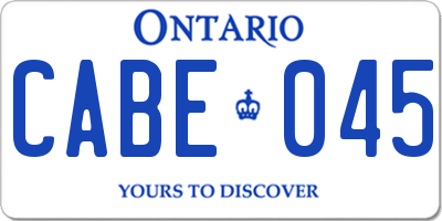 ON license plate CABE045