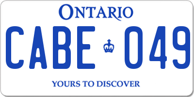 ON license plate CABE049