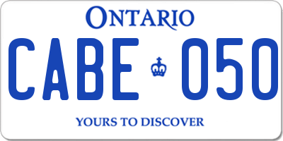 ON license plate CABE050