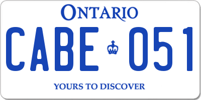 ON license plate CABE051