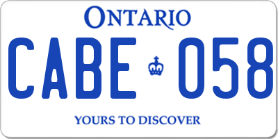 ON license plate CABE058