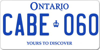 ON license plate CABE060