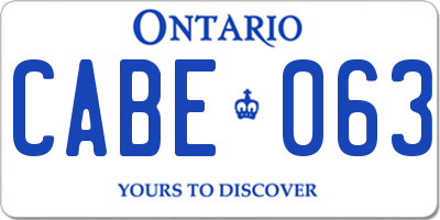 ON license plate CABE063