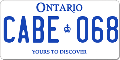 ON license plate CABE068