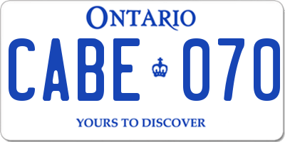 ON license plate CABE070