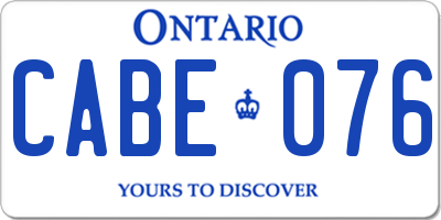 ON license plate CABE076