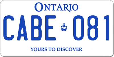 ON license plate CABE081