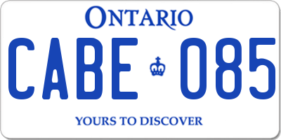 ON license plate CABE085