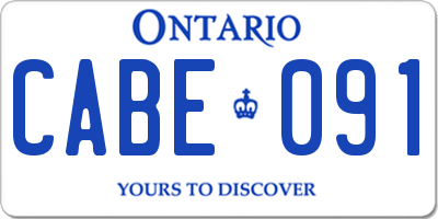 ON license plate CABE091