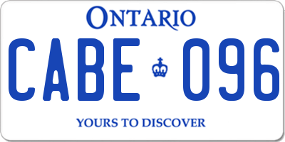 ON license plate CABE096