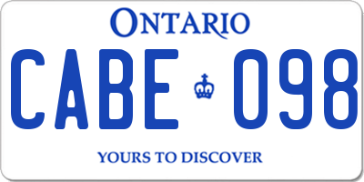 ON license plate CABE098