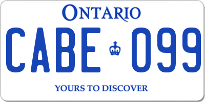 ON license plate CABE099