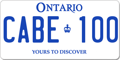 ON license plate CABE100