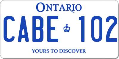 ON license plate CABE102