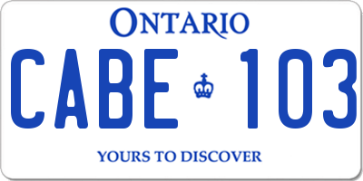 ON license plate CABE103