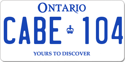 ON license plate CABE104