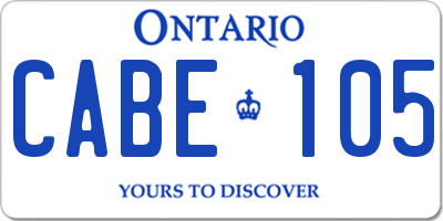 ON license plate CABE105