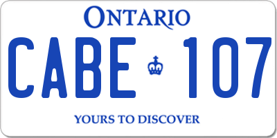 ON license plate CABE107