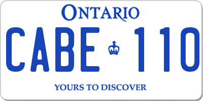 ON license plate CABE110