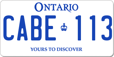 ON license plate CABE113