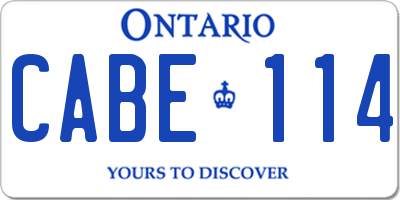 ON license plate CABE114