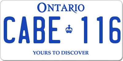 ON license plate CABE116