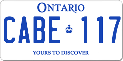 ON license plate CABE117