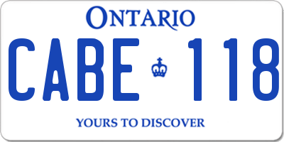 ON license plate CABE118