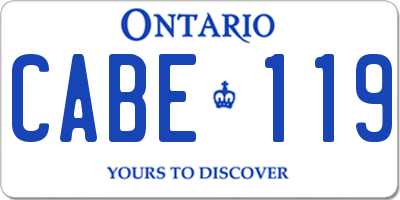 ON license plate CABE119