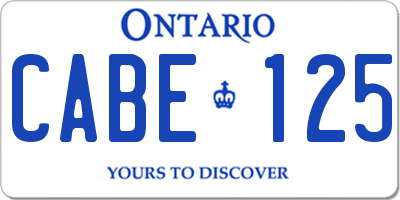 ON license plate CABE125