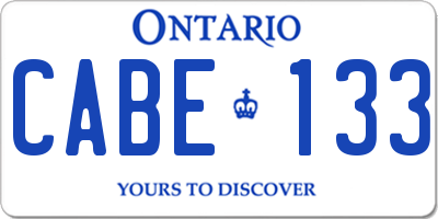 ON license plate CABE133