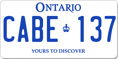 ON license plate CABE137