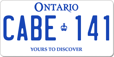 ON license plate CABE141