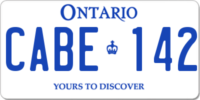 ON license plate CABE142