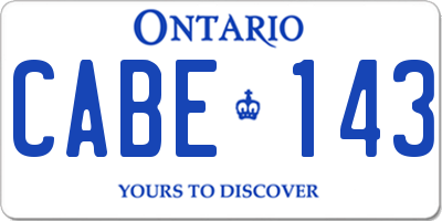 ON license plate CABE143